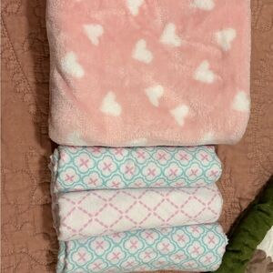 Plush Pink Heart & Pastel Pattern Baby blanket and swaddle blankets